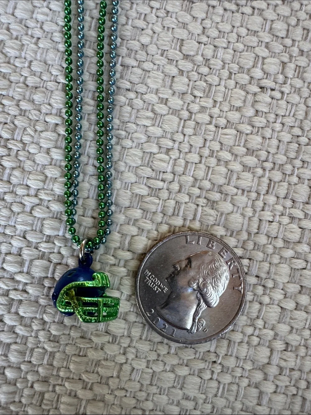 Youth Football Helmet Necklace in Blue and Green - Kids Accessory